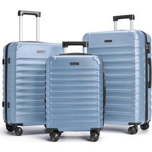 LIGHT FLIGHT Luggage Sets 3 Pcs Suitcase with Wheels,20"/24"/28",Light Blue
