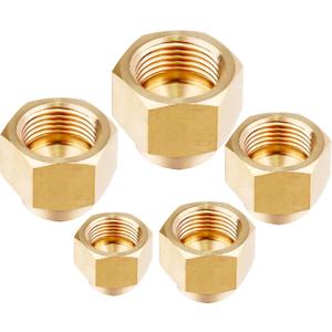 5 Pack Brass Flare Cap Compression Stop Valve Cap 45 Degree Flare Tube Gas Line Cap Pipe Fittings for 1/4" 5/16" 3/8" 1/2" 5/8" Tube OD 5 Sizes Set (kit)