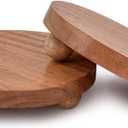 NIRMAN Display Stand Round Acacia Wood Stand for Display Wooden Stand for Kitchen/Bathroom Counter/Plant Stand (5.5" x 5.5" x 1.5"), (Set of 2)