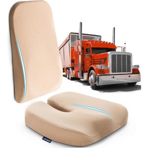 Elmara Doctor-Designed Seat Cushion for Truck Driver is The Ultimate Comfort Solution for 18 Wheelers  Semi Truck Seat Cushion & Back  Truck Driver Accessories (Cream)