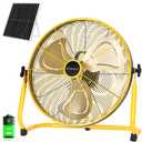 blessny 20" Large Solar Rechargeable Floor Fan for Home Gazebo Greenhouse