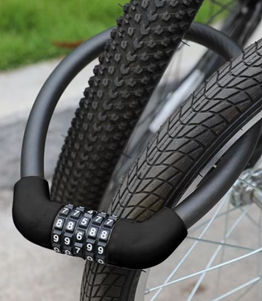 Bike Locks Heavy Duty Anti Theft, Combo Bike U Lock, 4-Digit Resettable Combination E-Bike Large U Shaped Lock with 5Ft Steel Cable for Electric Bike, Bicycle, Escooter, Motorcycle,Door
