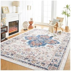 KGAUT 4x6 Area Rugs for Living Room Boho Rug Machine Washable Rug for Bedroom Indoor Soft Large Carpet Vintage Non Slip Foldable for Dining Room Entryway