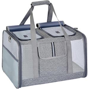 Lawfery Cat Carrier for 2 Cats, Large Soft-Sided Pet Travel Carrier, Dual Compartments, Privacy Protection, Dog Carrier for Small/Medium Dogs, Home & Outdoor Use