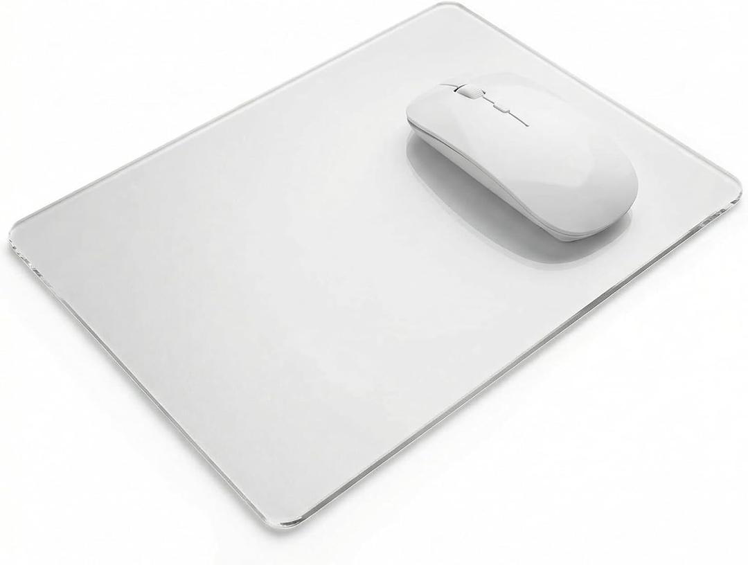 Glass Mouse Pad, 13.7x10.2 Inch Large Gaming Mousepad with Non-Slip Base, Special Glass Surface for Optimal Control, Clear Mouse Mat for Desk Computer Laptop Gamer Office Work