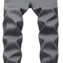 FREDD MARSHALL Men's Fleece Lined Skinny Winter Slim Fit Thicken Warm Stretch Jeans (Gray, L)