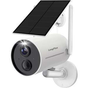 LongPlus Wireless Outdoor Security Camera, Battery Powered Cameras for Home Security Wireless WiFi with Night Vision, Motion Detection,Siren Alarm,Spotlight,2Way Audio (White) 