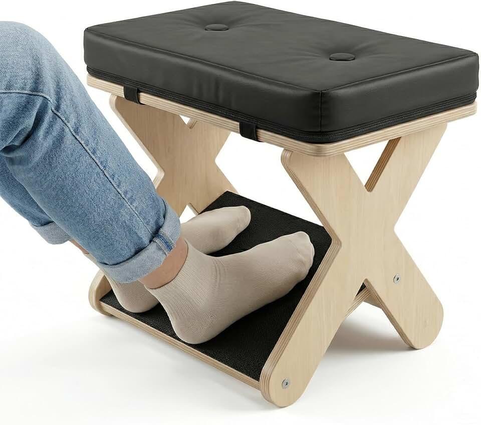 Wooden Foot Rest Under Desk for Office, Ergonomic Desk Foot Rest with Non-Slip Surface, Footrest for Under Desk at Work, Office Foot Stool for Home, Study and Gaming