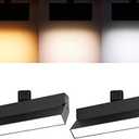 VANoopee 3-Color Dimmable LED Track Lighting Heads H Type Bright Track Light Heads Ceiling Spotlight Fixtures for Kitchen, 3000K 4000K 5000K, Flood Wide Beam 100°, Flicker Free CRI90+ Black 24W 2 Pack