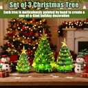 Set of 3 Lighted Resin Christmas Tree Figurine, 11''/7.4''/4.4'' Large Christmas Tree Tabletop Decorations with Multi-Color Lights Battery Operated Xmas Decor for Tables Mantel Holiday