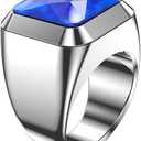 Smart Ring with Sleep Tracker, Heart Rate/Blood Pressure/Blood Oxygen Monitor, Pedometer, Exercise Meters, for iPhone & Android Size 10#, Dia 0.77 inches, Peri 2.44 inches (Silver with Blue) 