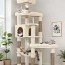 Globlazer Extra Large Platform Cat Tree, 65in Tall Sturdy Cat Tree for Indoor Cats Large Adult, Big Cat Tower for Big Cats with 3 Enlarged Perches, 6 Scratching Posts, Cat Condo, Hammock, S65, Beige