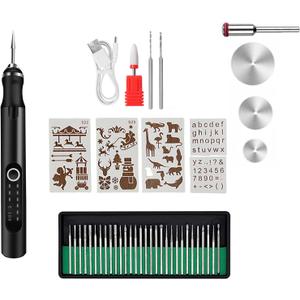 Professional Engraving Pen, Suitable for Metal, Wood, Glass and Plastic, Customizer Engraving Pen Made for DIYers and Gifters, Customized Engraving Pen Set(Black, Set C)