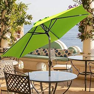 JEAREY 7.5FT Patio Umbrellas Table Market Umbrella with 6 Ribs/ Tilt Adjustment and Crank Lift System Outdoor Umbrella for Lawn Garden, Deck, Backyard, Pool, Apple Green