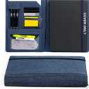 Folio Cover Compatible with Rocketbook Pro 2.0 Smart Notebook, Organized Portfolio with Pen Loop, Business Card Holder, File Pocket, Zipper Pouch, Waterproof Fabric, Letter Size, Blue (Large Size - Bifold)