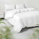 HOT SLEEPER SHEETS King/Cal King Duvet Cover Set, 100% Viscose Derived from Bamboo, 3 Pieces, 1 Zipper Closure Duvet Cover (106"x90") and 2 Pillowcases (20"x40") Cooling & Silky Soft (White)