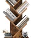 VASAGLE Custos Collection - Tree Bookshelf, Modern Bookcase, Floor Standing Book Shelf, for Bedroom, Living Room, Home Office, 2 Open Compartments, 8 x 15 x 48.5 Inches, Rustic Brown ULBC607K01, 7 Tiers
