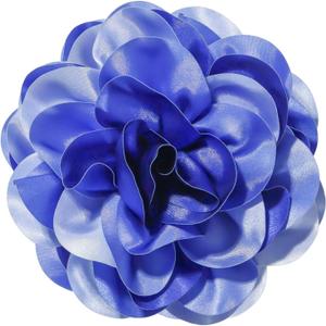 7.5in Extra Large Rose Brooch Valentine's Day Exquisite Shiny Satin Camellia Brooch Oversized Flower Brooch Lapel Pin,Suitable For Women Dance Banquet Wedding Hair Clothing Accessories (Blue)