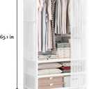 Portable Closet for Hanging Clothes,Japanese Style Wardrobe Closet,Clothes Rack with 1 Hanging Rods,2 Storage Shelves,27.5" L x 17.7" W x 65.1" H,White