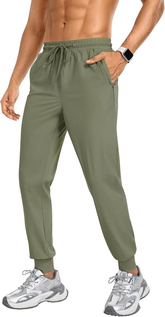 Men's Sweatpants Athletic Pants Joggers with Zipper Pockets Lightweight Quick Dry Workout Track Pants for Gym Running (L)