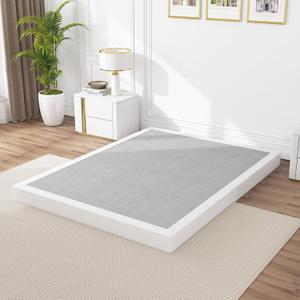 Low Profile Box Spring Queen Size 4 Inch, 3000lbs Heavy Duty Queen Box Spring Bed Base Metal Mattress Foundation, Easy Assembly, Noise Free