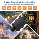 Helunsi 2 Pieces Waterproof IP68 External Junction Box, 2 Way Outdoor Junction Box, Underground Plug Line Coaxial Cable Connector Wire Range 5 to 15mm Electrical Power Cord Weatherproof Boxes - Black