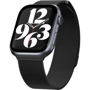MAGEASY Milanese Band for Apple Watch Series 10 - Magnetic iWatch Bands for Women, Strong Magnets & Comfortable, One Size Fit Most | for 38mm 40mm 41mm 42mm Apple Watch 1-7/8/9/10/SE/SE2 (Black)