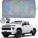 Autoamerics 1-Piece Windshield Sun Shade - Holographic Print Foldable Car Front Window Sunshade for Cars SUV Truck - Heat Blocker Visor Protector Blocks Max UV Rays and Keeps Your Vehicle Cool - LARGE = 64 x 33.5 inches