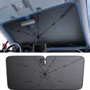 2025 Ice-Shield Car Windshield Sun Shade [100% Sun Block, 4th-Gen Cooling Tech] Reflective Heat Insulation, Portable Foldable Front Window Sunshade Umbrella for Compact Sedans - Universal Fit 53"x29"