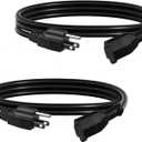 BN-LINK 6ft Indoor Outdoor Extension Cord 16/3 SJTW, 2 Pack, Black, 3-Prong, Weather Resistant & Flame Retardant, for Indoor, Garden, Landscaping & Holiday Decorations, ETL