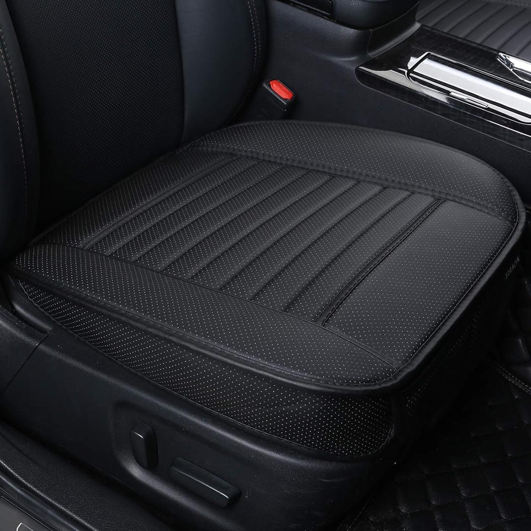 EDEALYN Seat Bottom Cover Single Seat Cover Without Backrest PU Leather Car seat Cover - Seat Protective Cover,1pcs (Black)