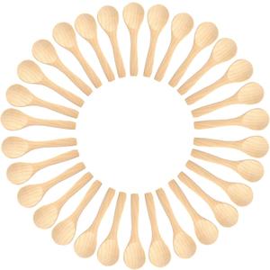 Small Mini Wooden Spoons 50 PCS for Body Scrubs/Sugar Scrubs/Spices/Ice Cream/Bath Salts, 3.93inch
