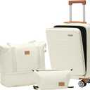 BUBUBABA Carry On Luggage Set 3 Piece Hard Shell Suitcases Front Opening with TSA Lock Spinner Wheels (White, 3 Piece Set)
