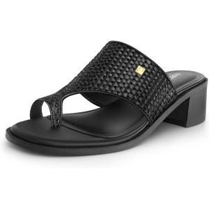 PIZZ ANNU Women's Aurelia Low Block Chunky Heels Sandals Open Toe Slip on Mules Comfortable Dressy Summer Pump Shoes with 1.57 Inches Tall Thick Heel, 9