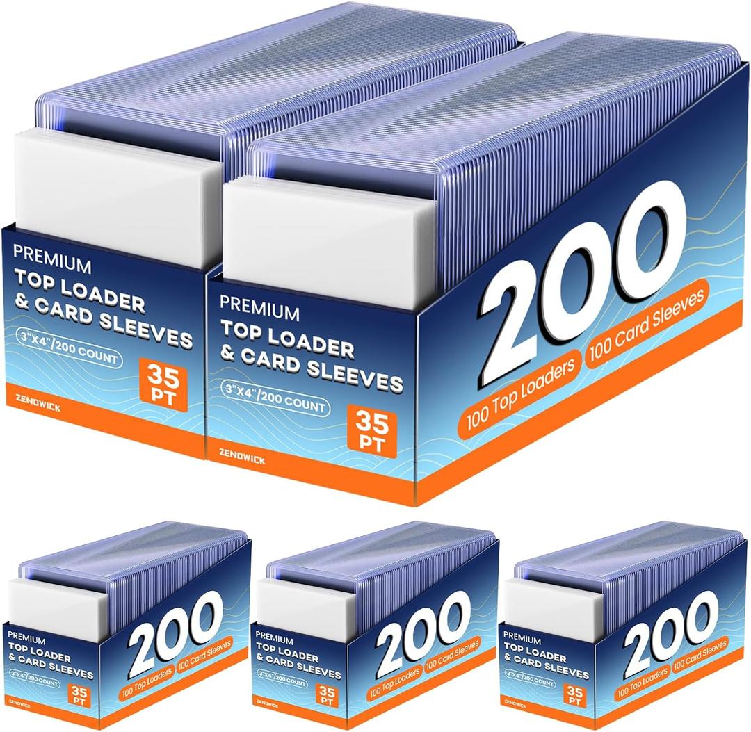 1000 Card Sleeves Top Loaders for Cards, 3" x 4" Hard Plastic Toploaders, Baseball Card Protectors, Trading Card Holder for Football Sports Cards (500 Toploaders + 500 Penny Sleeves)