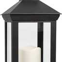 Bright Zeal 14" Decorative Candle Lantern Black Outdoor Lanterns with Timer Candles - Cool White Waterproof Vintage Lanterns Battery Powered LED Decorative for Wedding - Hanging Wall Lanterns Indoor