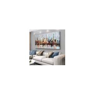 Yuaxker Abstract Wall Decor Modern City Painting Wall Art Colorful Wall Prints Aesthetic Pictures Canvas Painting for Living Room Bedroom Dining Room Office Home Decor Artwork  24x48 inch