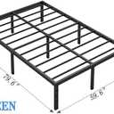 Metal Bed Frame,Queen Size Bed Frame with Storage Space,Heavy Duty Sturdy Mattress Foundation,Easy Assembly,No Box Spring Needed, Black,14 Inch,Queen