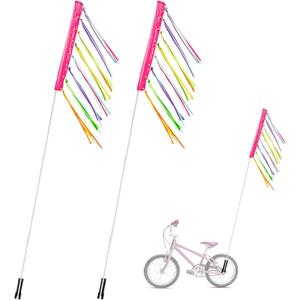 2 Pink 6 ft Bike Safety Flag with Pole - Go Kart, Trike, Dirt Bike, Mobility Scooter, Kayak - Waterproof Reflective