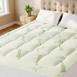 Sweetcrispy Ultra Soft Mattress Topper Twin Size - Viscose Made from Bamboo Pillow Top Mattress Pad for Breathable Cooling & Back Pain Relief, Deep Pocket Comfort Bed Topper, Green
