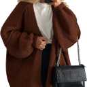 PRETTYGARDEN Womens Oversized Cardigan Sweaters 2026 Fall Long Lantern Sleeve Knit Open Front Lightweight Sweater (Medium, Caramel)