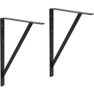 Amazon Basics 10 Pack L20 x H 13" Black Heavy Duty Shelf Brackets with Screws, Metal Shelf Brackets, Strong Steel