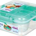 Sistema To Go Collection Bento Box Cube Plastic Lunch and Food Storage Container, 5.3 Cup, Multi-Compartment, Color Varies, BPA Free (42 oz./1.25L)
