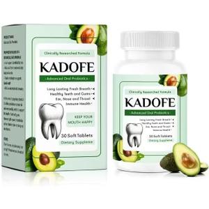 Oral Probiotics for Teeth and Gums & Fresh Breath - Gum Restore & Bad Breath Treatment for Adults |3.5 Billion Advanced Oral Probiotics for Bad Breath, Chewable 30 Tablets (Avocado-1pcs)