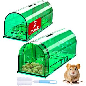 Product Image 2 Pack Humane Mouse Traps, Reusable Mice Trap, Live Rat Cage Chipmunk Trap Indoor Outdoor for Home(Green)