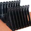16 Pack L6 x H 4" Black Heavy Duty Shelf Brackets with Screws Metal Shelf Brackets Shelf Support Angle Brackets for Shelves L Brackets Heavy Duty Floating Shelf