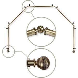 13/16" Nathan 5-Sided Bay Window Curtain Rod - Antique Brass