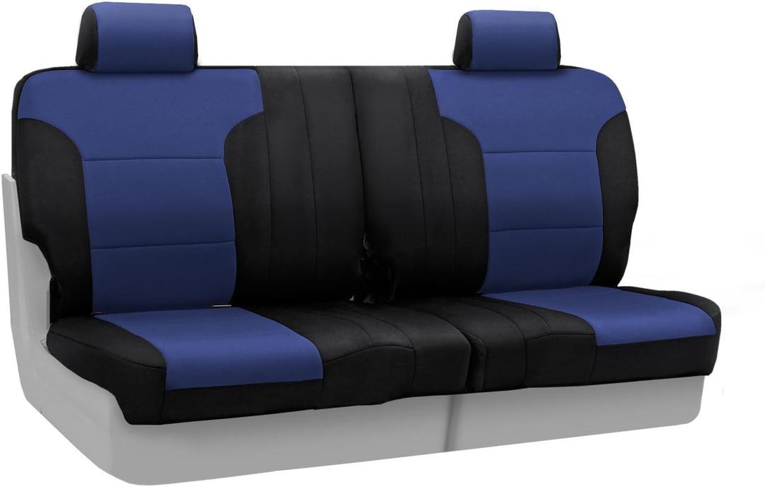 Coverking Rear 50/50 Split Bench Custom Fit Seat Cover for Select Dodge Durango Models - Neosupreme (Navy Blue with Black Sides)