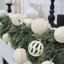 3.15INCH Beige Velvet Ornaments for Christmas Tree, 12PCS Glitter Flocked Christmas Ornaments Decorations Balls Set Decor