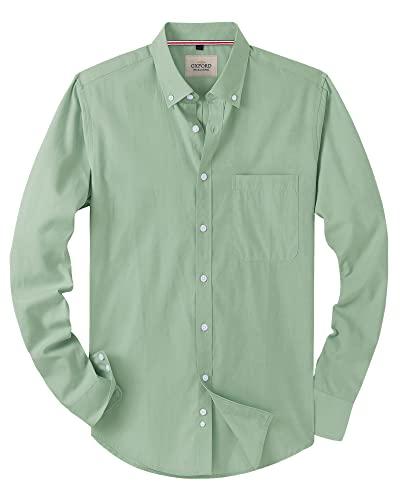 Alimens & Gentle Mens Solid Oxford Shirt Long Sleeve Dress Shirt Work Casual Button Down Shirts with Pocket L